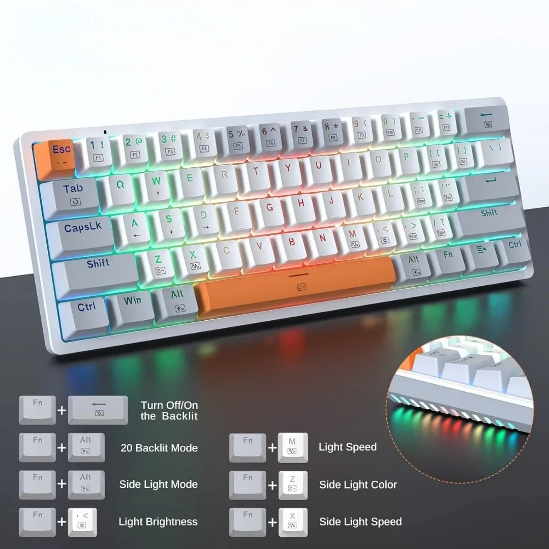 redragon k642 wgo-rgb wired 61 key mechanical keyboard