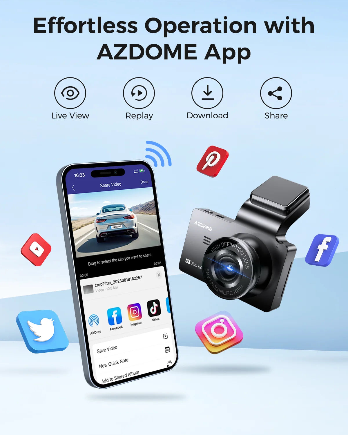 ازدوم m63 lite - AZDOME M63 Lite 4K Dash Cam