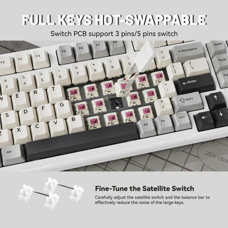 ATTACK SHARK X98 Tri-Mode Wireless Mechanical Keyboard - White
