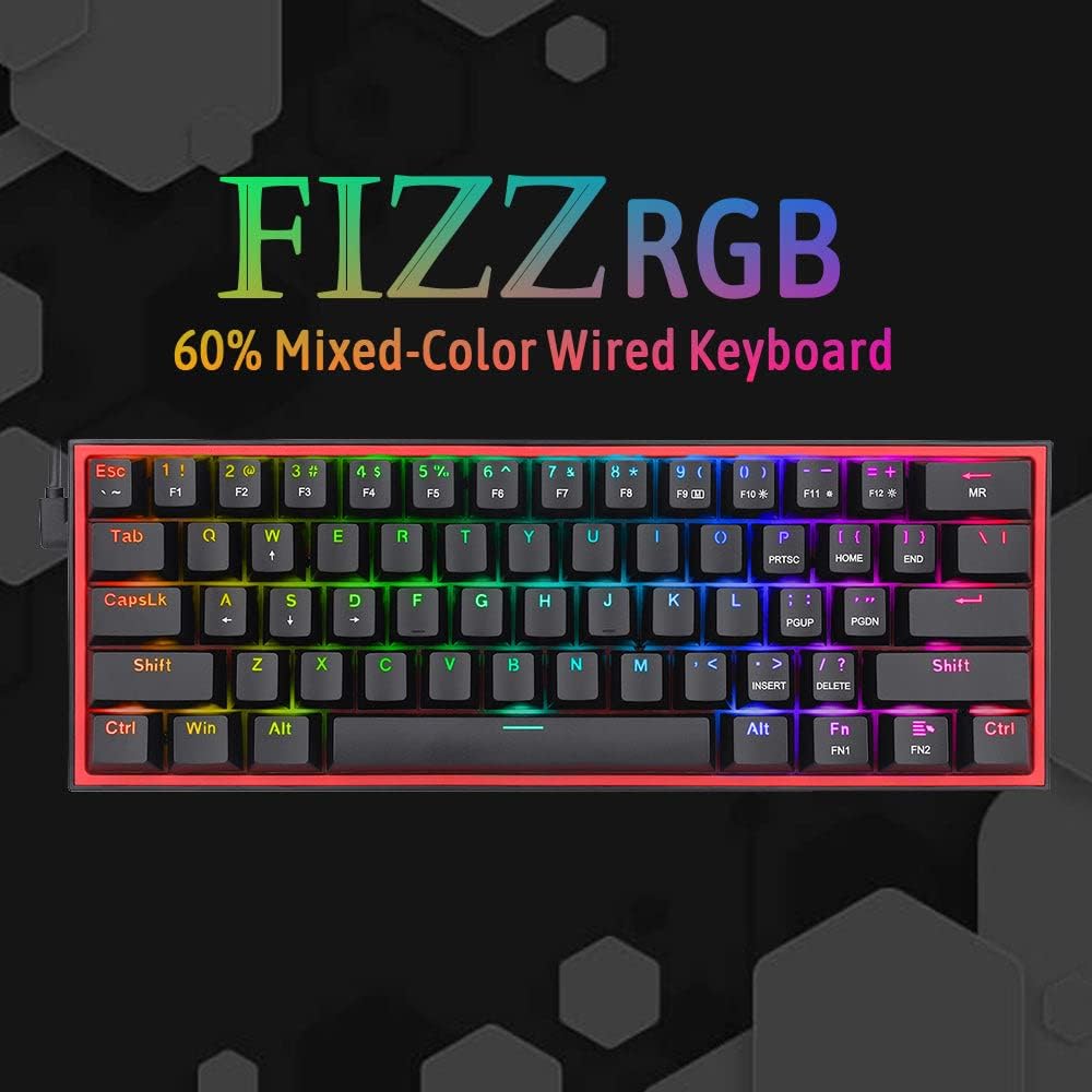 REDDRAGON K617 -WIRED 61K BLACK-RED