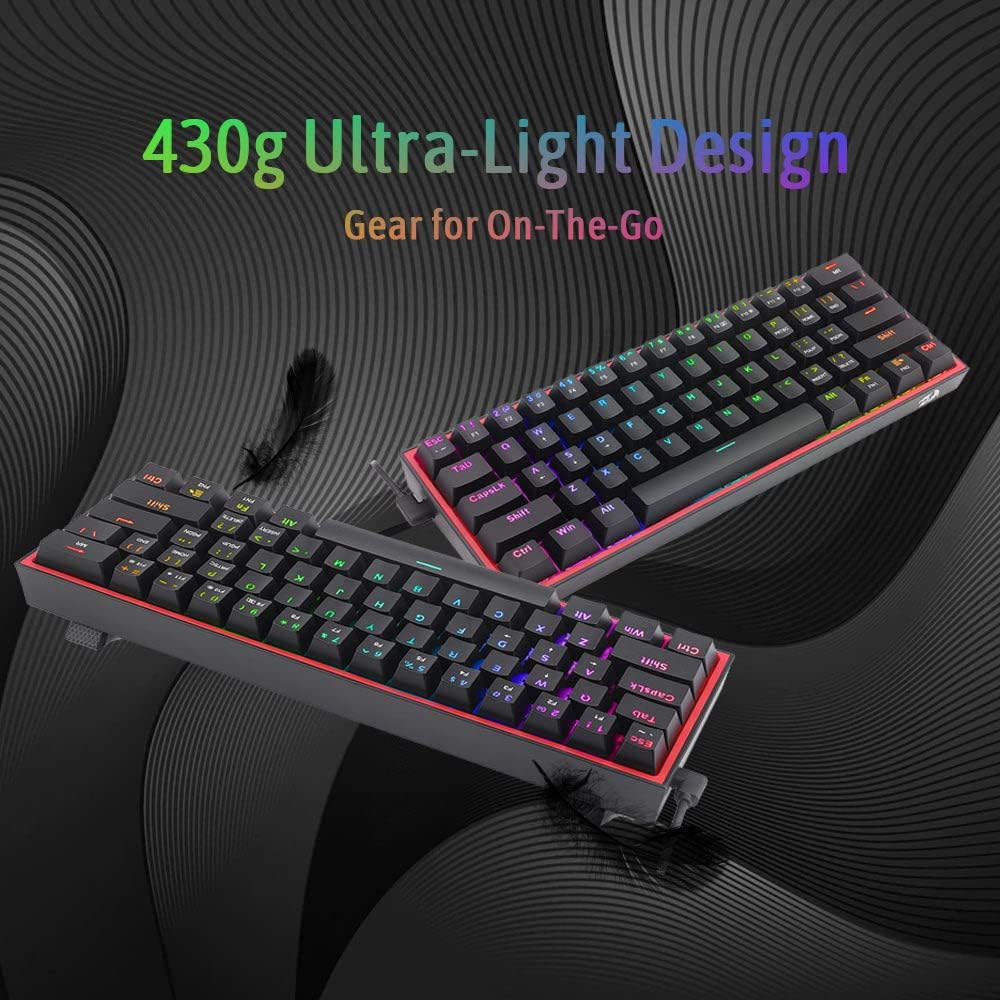 REDDRAGON K617 -WIRED 61K BLACK-RED